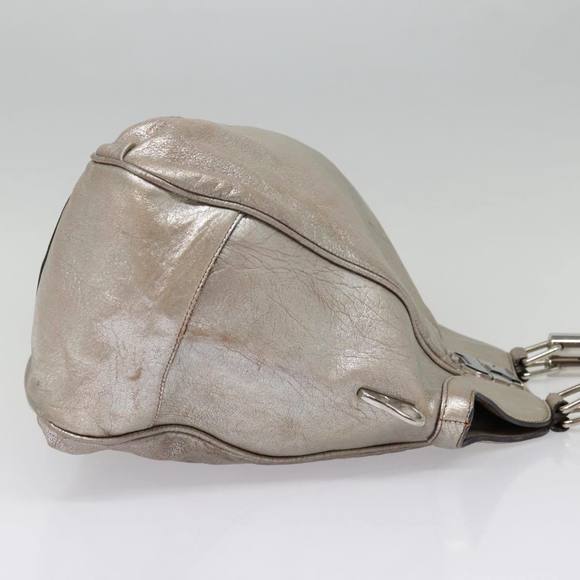 CELINE Hand Bag Leather 2way Silver Auth 91848 - Picture 5 of 16